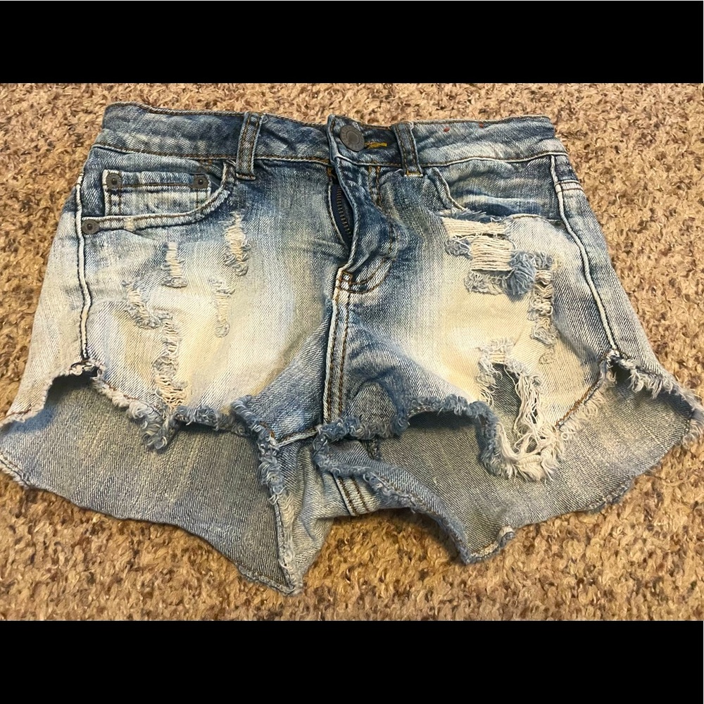 Distressed Acid Washed Denim Shorts